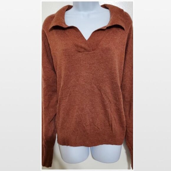 New Chestnut Brown Knit Wool Blend Sweater - Picture 3 of 16